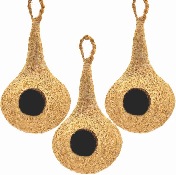 PraniMart safest round organic bird nest pack of 3 Bird House  (Hanging)